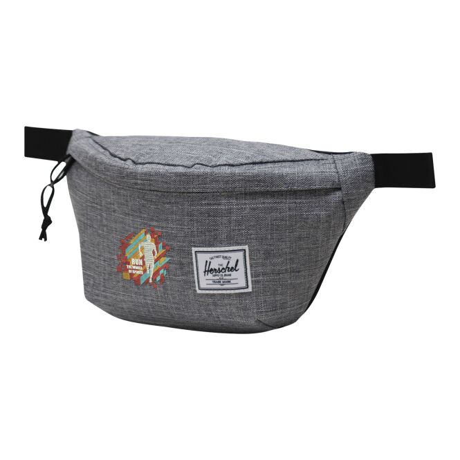 Firmengeschenk Herschel Classic Hüfttasche mit Express-Logodruck – Heather Grau – nachhaltige Bauchtasche aus recyceltem Material für Mitarbeiter