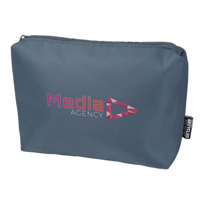 Mitarbeitergeschenk Kosmetiktasche Trip Aware™ – blau – mit 48h Express-Druck 2 l nachhaltiger Kulturbeutel für Geschäftsreisen