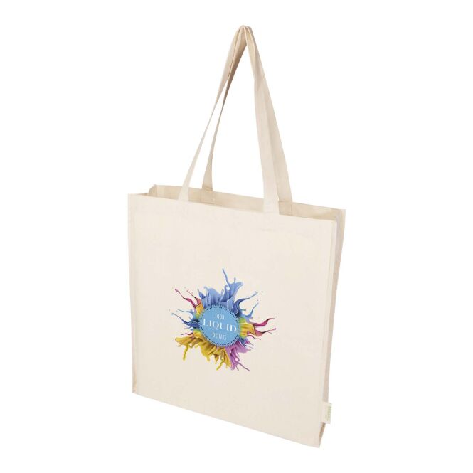 Kundengeschenk Baumwolltasche Odisha – natur – mit Logo bedruckt 180 g/m² mit langen Henkeln nachhaltiger Jutebeutel für Messe-Events