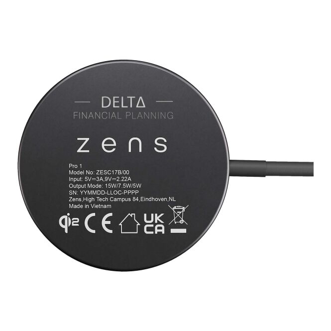 Premium-Werbegeschenk Zens Pro 1 mit Express-Gravur – 15 W Qi2-zertifiziert – Schwarz – kabellose Ladestation für Büros und Business