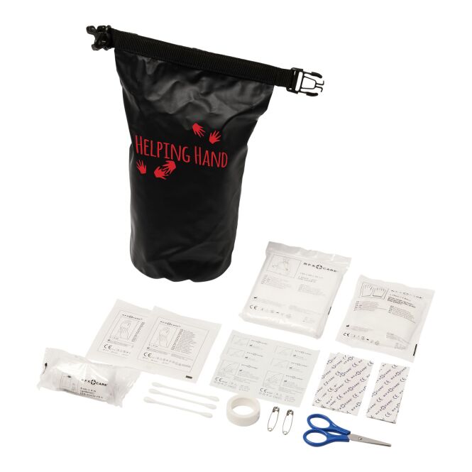 Mitarbeitergeschenk Erste-Hilfe-Set Alexander – schwarz – mit 48h Express-Druck 30-teilig robuste Verbandstasche für Outdoor-Einsätze