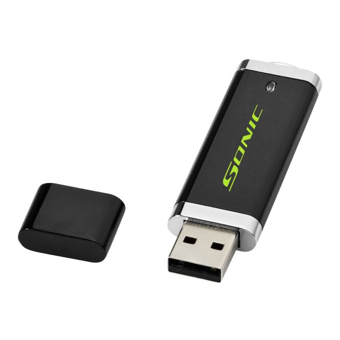 Werbeartikel USB-Stick Flat mit Express-Logodruck – Schwarz – kompakter Datenspeicher für Messen & Büro