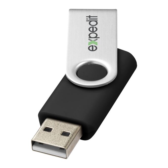 Mitarbeitergeschenk USB-Stick Rotate Basic – schwarz – mit Logo bedruckt 48h Express-Druck 16GB USB 2.0 für die Büroausstattung