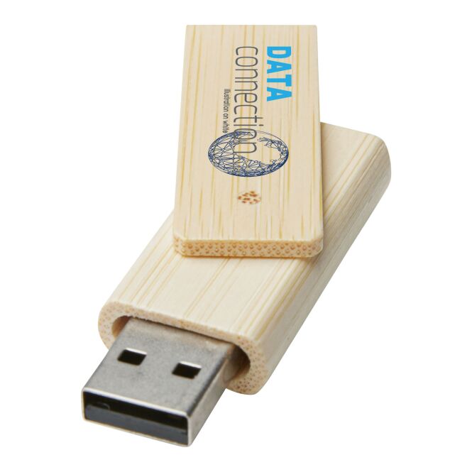 Werbeartikel Rotate 4 GB Bambus USB-Stick mit Express-Gravur – Beige – nachhaltiger Datenträger für Messen und Firmen