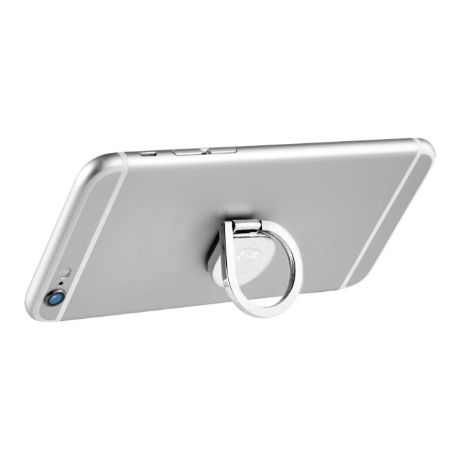Werbeartikel Aluminium Ring Telefonhalter mit Express-Gravur – Silber – praktisches Zubehör für Büro und Business