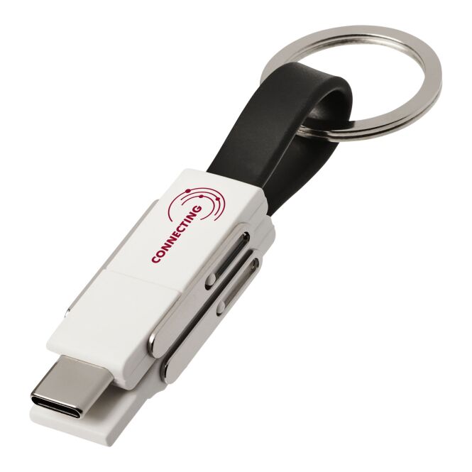 Werbeartikel One 4-in-1 Kabel mit Express-Logodruck – schwarz – praktisches Ladekabel für Messen und Büro