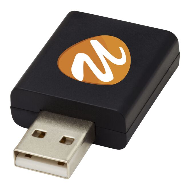 Werbeartikel Incognito USB-Datenblocker mit Express-Druck – Schwarz – sicheres Zubehör für Ladevorgänge im Büro und auf Messen