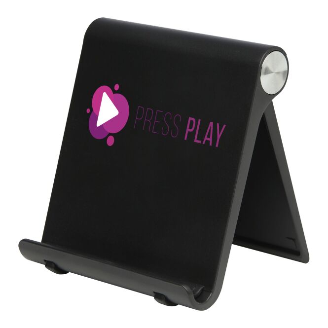Werbeartikel Resty Ständer für Smartphone und Tablet mit Express-Druck – Schwarz – praktischer Halter für Büro und Konferenzen