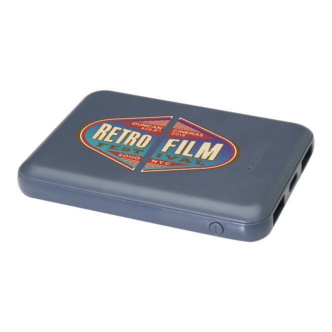 Premium-Werbegeschenk Asama 5000 mAh Powerbank mit Express-Druck – 5000 mAh Kapazität – Hale Blue – Ladegerät für Firmen und Events