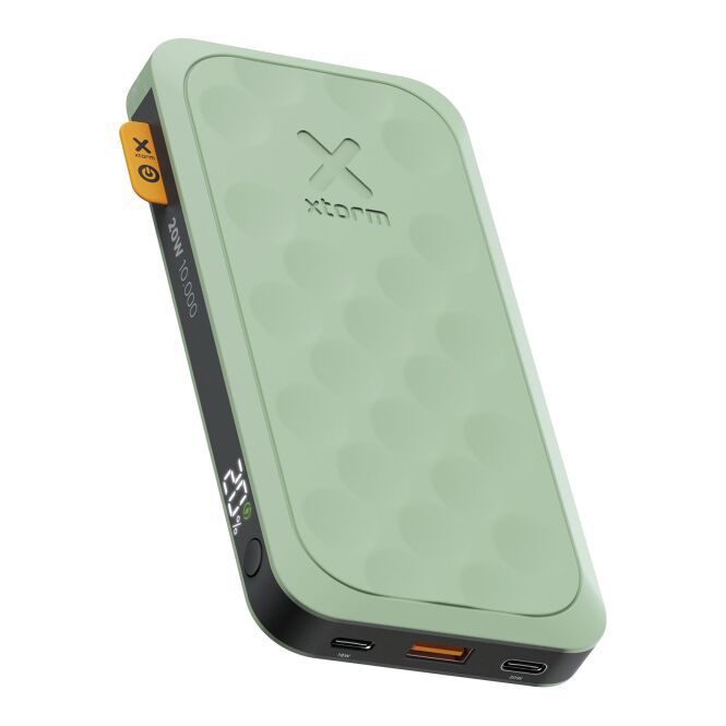 Firmengeschenk Xtorm FS510 Fuel 10.000 mAh mit Express-Gravur – Salbei – leistungsstarker mobiler Akku für Geschäftspartner und Mitarbeiter