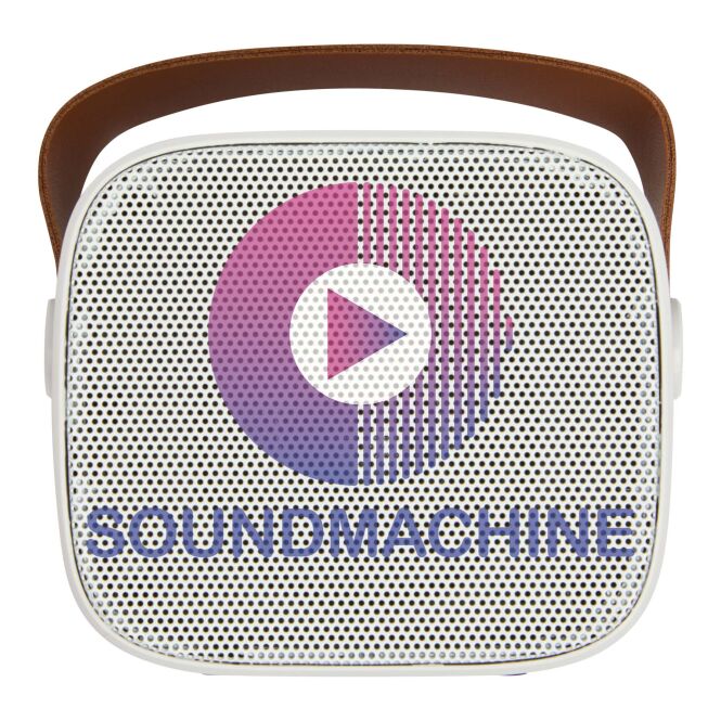 Firmengeschenk Diya Bluetooth Lautsprecher Diya – weiss – mit Logo bedruckt 48h Express-Druck 3W nachhaltig USB-C für Homeoffice