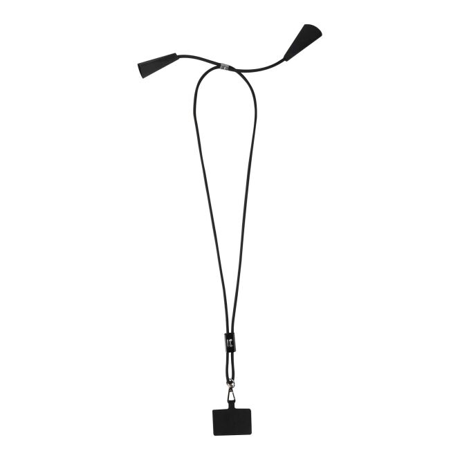 Werbeartikel Funi 5-in-1 Lanyard mit Express-Logodruck – 100 W Schnellladefunktion – Schwarz – Ladekabel für Messen & Büro
