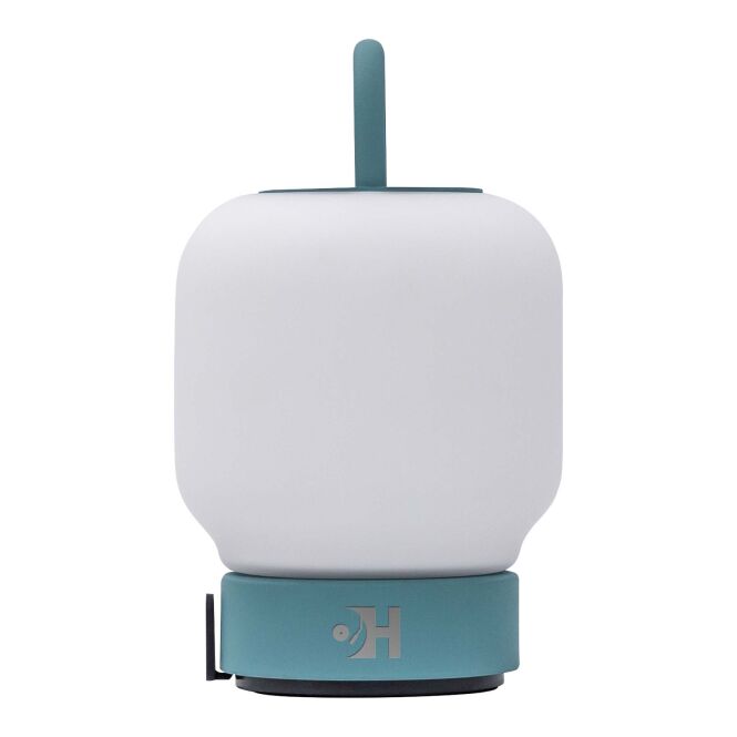 Mitarbeitergeschenk Tischlampe Kooduu Loome – teal – mit Werbedruck 101 Lumen 4000 mAh Akku moderne Akkuleuchte für Gastronomie