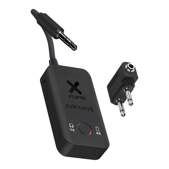 Premium-Werbegeschenk Xtorm AirWave Audio-Adapter mit Express-Gravur – Schwarz – Bluetooth Audio-Empfänger für Büro und Reisen