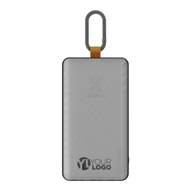Premium-Werbegeschenk Xtorm Go2 Solar Powerbank mit Express-Gravur – 10.000 mAh – Kohle – mobiler Energiespeicher für Geschäftspartner