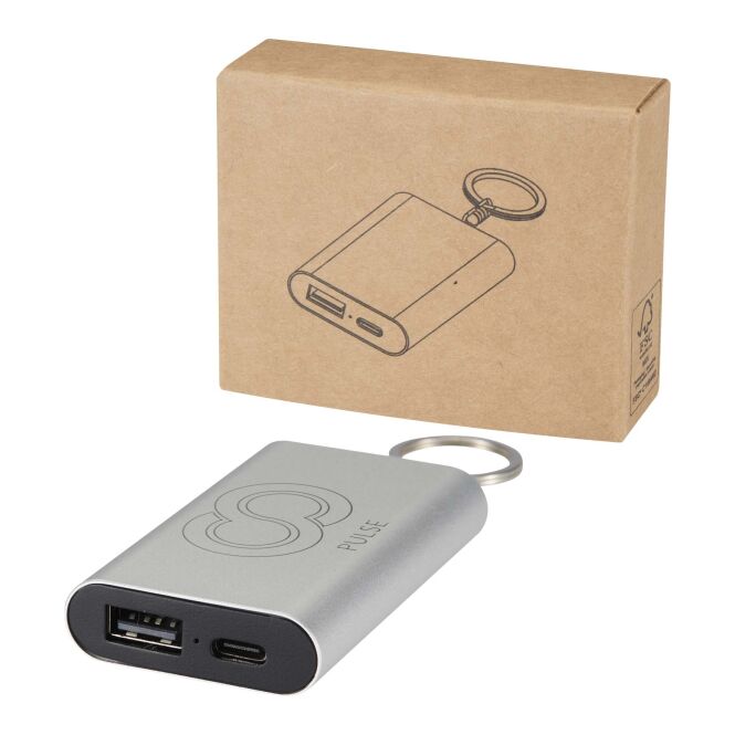 Premium-Werbegeschenk Arcturus 2000 mAh Powerbank mit Express-Gravur – Silber – tragbare Ladestation für Business und Reisen