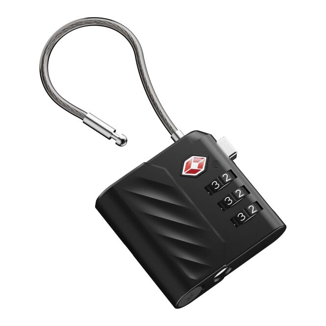 Firmengeschenk Xtorm Lock Tag mit Express-Gravur – Schwarz – TSA Zahlenschloss mit Standort-Tracker für professionelles Reisegepäck