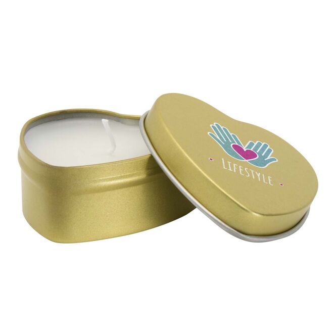 Mitarbeitergeschenk Duftkerze Blissful – roségold – mit 48h Express-Druck 40g Vanille Paraffin Raumduft für den geschäftlichen Anlass