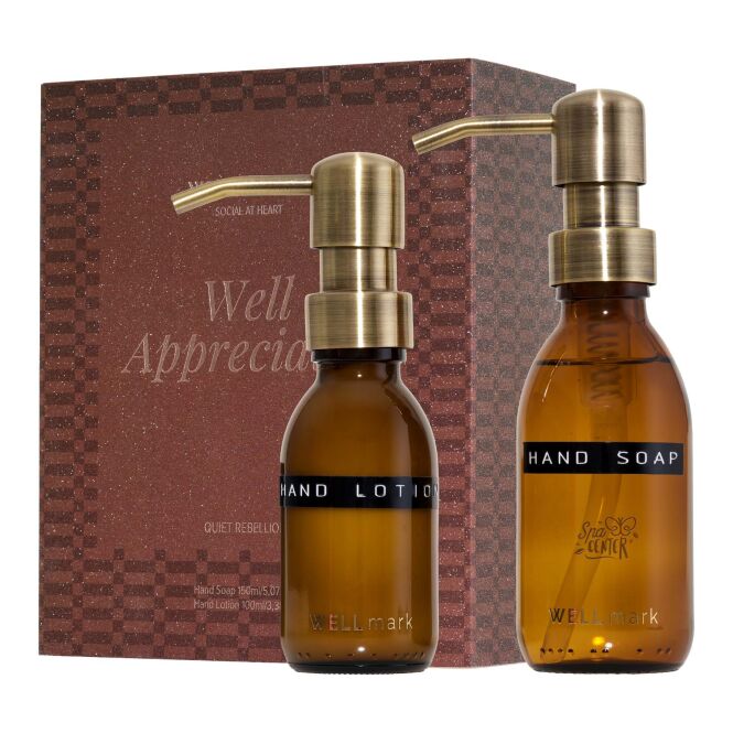 Mitarbeitergeschenk Handpflege Wellmark Quiet Rebellion – maroon rot – mit 48h Express-Druck 150ml Seife 100ml Lotion vegan