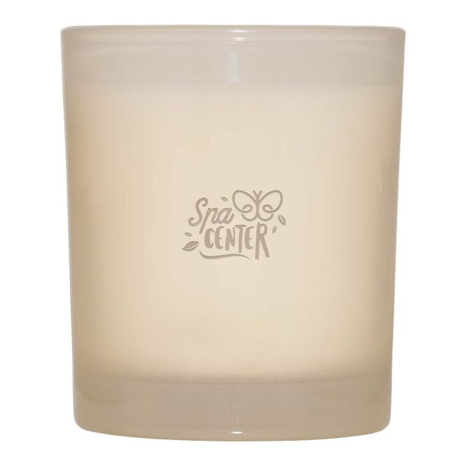 Mitarbeitergeschenk Duftkerze Wellmark Echoes of Kindness – pale blush pink – mit 48h Express-Druck 210g veganes Wachs Firmenpräsent