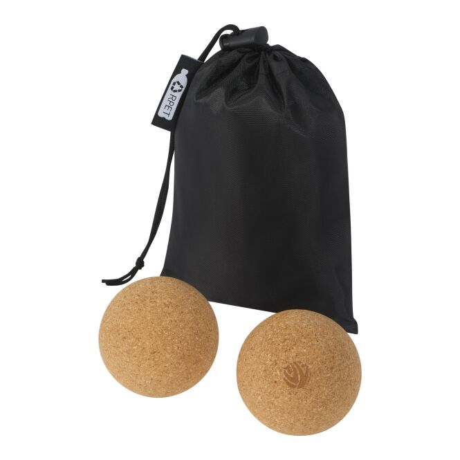 Kundengeschenk Trikona Kork Yoga Ball mit Express-Druck – 6,5 cm – Natural – rutschfestes Sportzubehör für Firmen und Studios