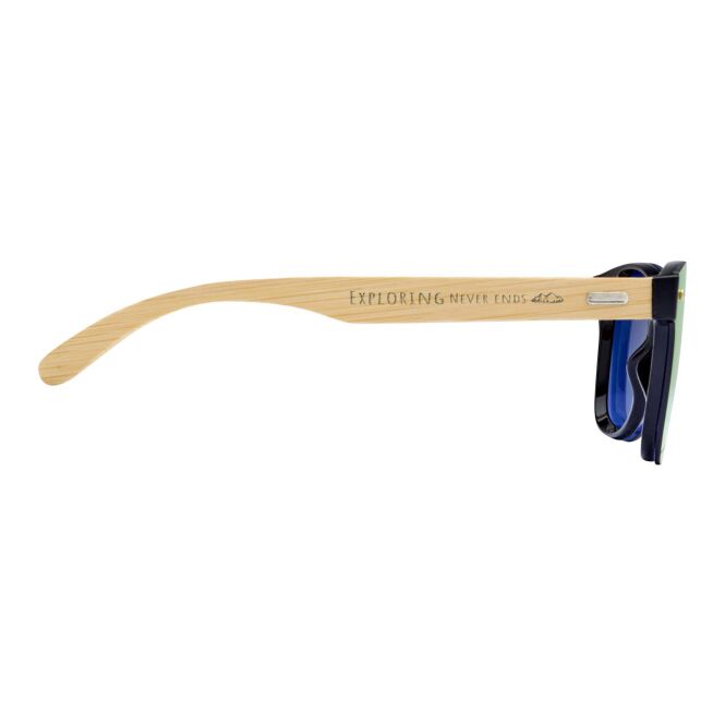 Premium-Werbeartikel Sonnenbrille Tan mit Bambusbügeln – gelb – 48h Express-Lasergravur UV-400 EN12312-1 nachhaltiges Accessoire