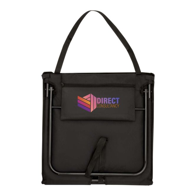 Kundengeschenk Serene Strandliege mit Express-Logodruck – Schwarz – robuster Klappstuhl für Firmen-Events und Strand