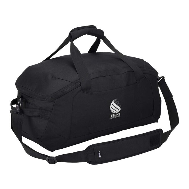 Firmengeschenk Thule Lumion Reisetasche mit Express-Logodruck – 40 l – Schwarz – nachhaltiges Reisegepäck für Geschäftsreisen