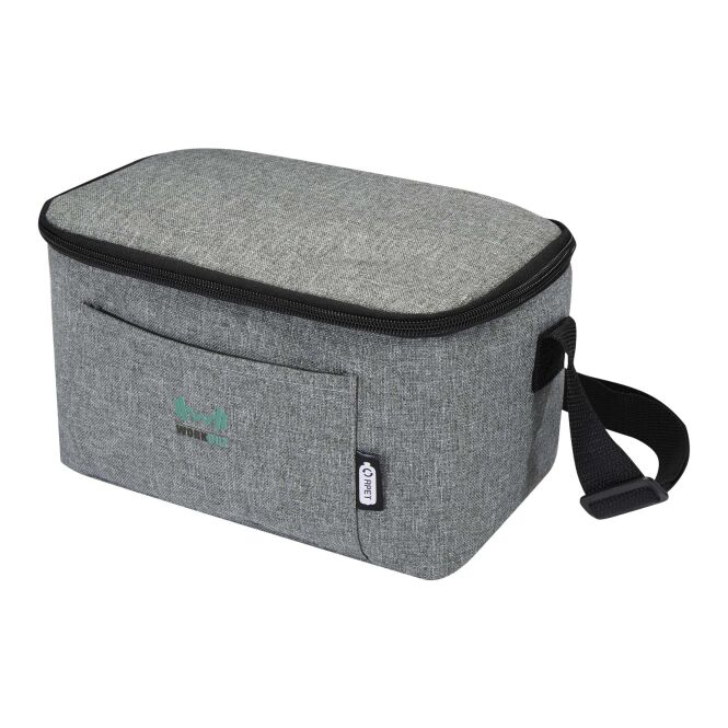 Werbeartikel Tundra GRS Kühltasche mit Express-Logodruck – Heather grau – isolierte Kühltasche aus Recyclingmaterial für Events & Firmen