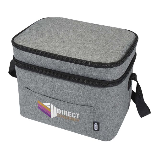 Werbeartikel Tundra GRS RPET Kühltasche 13L mit Express-Logodruck – Heather grau – nachhaltige Kühltasche für Firmen und Events