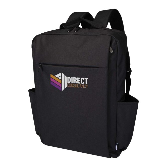 Mitarbeitergeschenk Libra 15 Zoll Laptop-Rucksack mit Express-Logodruck – Heather Charcoal – nachhaltige Business-Tasche aus recyceltem Material