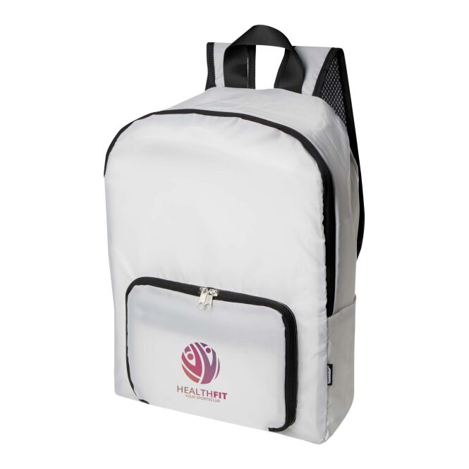 Mitarbeitergeschenk Rucksack EcoFold – weiß – mit 48h Express-Druck 15 Liter nachhaltiger Daypack für das tägliche Mitarbeiter-Onboarding