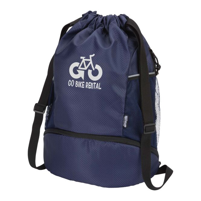 Werbeartikel Nomad Sportbeutel mit Express-Logodruck – 18 L aus recyceltem Ripstop – Navy – funktionaler Begleiter für Business & Sport