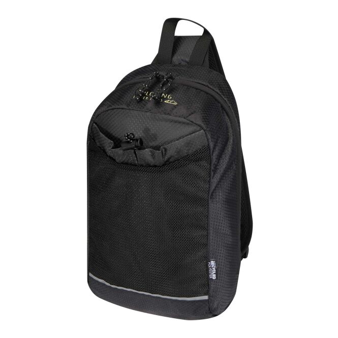 Werbeartikel Nomad Umhängetasche mit Express-Logodruck – recycelt & wasserabweisend – Schwarz – praktische Crossbody-Tasche für Events