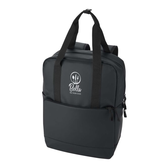 Werbeartikel Rucksackkühltasche Resi Plus mit Express-Transferdruck – Schwarz – isolierte Kühltasche für Firmenevents und Outdooreinsätze