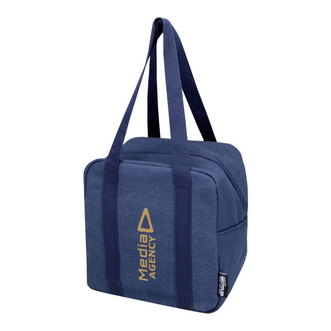 Firmengeschenk Kühltasche Recanvas – navy – 48h Express-Werbedruck 5L GRS-recyceltes Canvas, Aluminium-Isolierung, nachhaltige Tasche