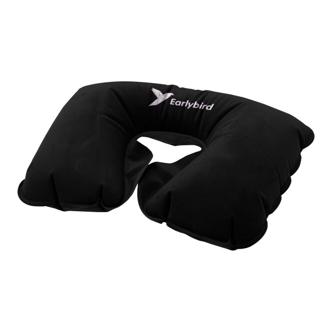 Mitarbeitergeschenk Nackenkissen Traveler – schwarz – mit 48h Express-Druck, kompakt, ideal für Reisen & Geschäftsfahrten