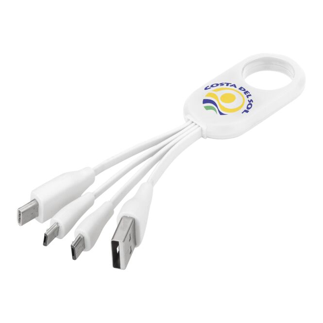 Werbeartikel Troup 4-in-1 Ladekabel mit Express-Druck – Weiß – praktisches Elektronik-Zubehör für Büros und Messen
