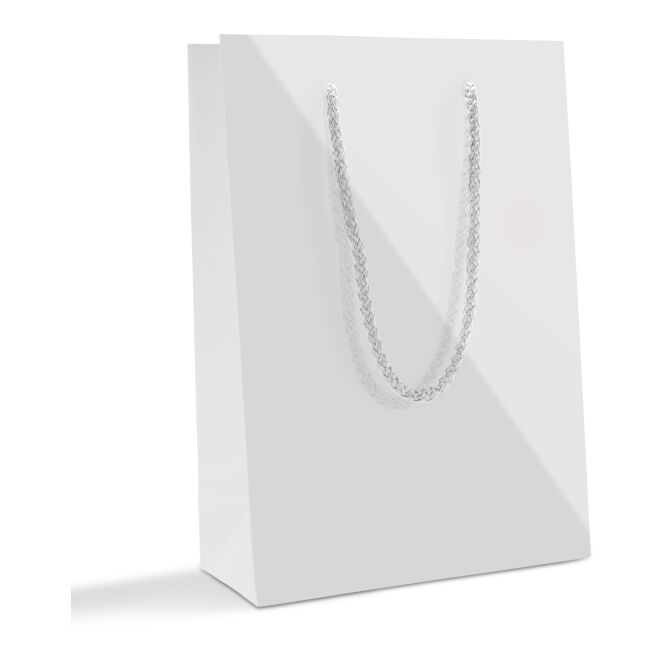 Streuartikel Papiertüte 16x23 cm – weiß – mit individuellem Logodruck 16x7x23 cm elegante Geschenktüte für Firmengeschenke & Events