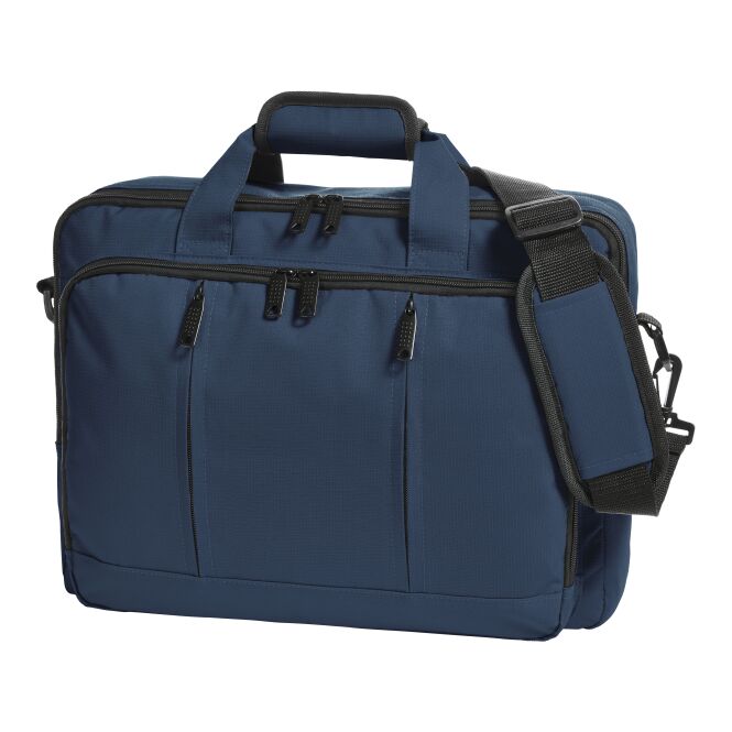 Mitarbeitergeschenk Laptop-Rucksack Economy mit Logodruck – Marineblau – gepolsterte Notebooktasche für Firmen und Messen