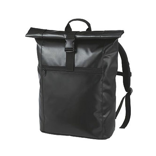 Werbeartikel Halfar Rucksack Kurier Eco mit Logodruck – Schwarz – wetterfester Outdoor Rucksack für Mitarbeiter und Kunden