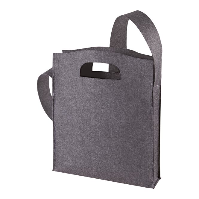 Werbeartikel Shopper ModernClassic aus recyceltem Filz mit Logostick – Anthrazit – robuste Tasche für Messen und Büro