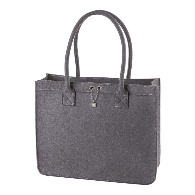 Werbeartikel City-Shopper ModernClassic mit Logostick – Anthrazit – nachhaltige Filztasche für Firmen