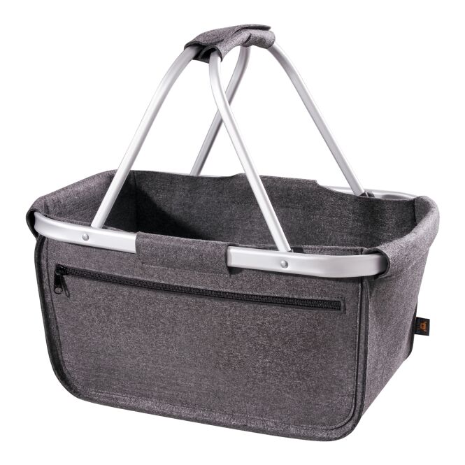 Werbeartikel Filzshopper Basket mit Logodruck – Anthrazit – faltbare Einkaufstasche aus recyceltem Filz für Firmen und Events