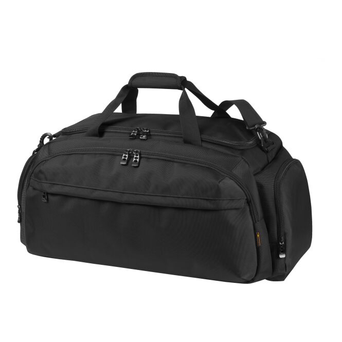 Werbeartikel Sport- und Reisetasche Mission mit Logodruck – Schwarz – geräumiges Gepäck für Firmen und Teams