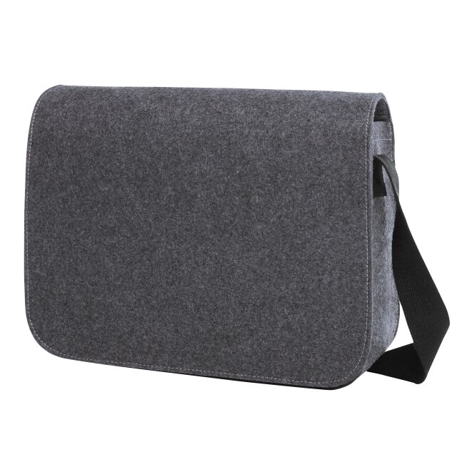 Werbeartikel Halfar Schultertasche ModernClassic mit Logodruck – Anthrazit – robuste Filztasche für Business Unterlagen