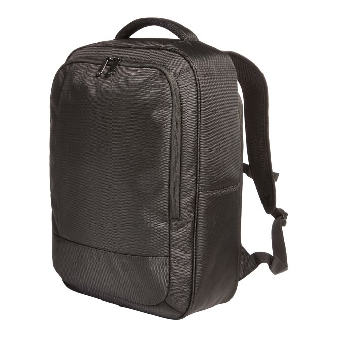 Mitarbeitergeschenk Business-Rucksack Giant mit Logodruck – RFID-Schutz – Schwarz – robuster Laptop-Organizer für Firmenreisen