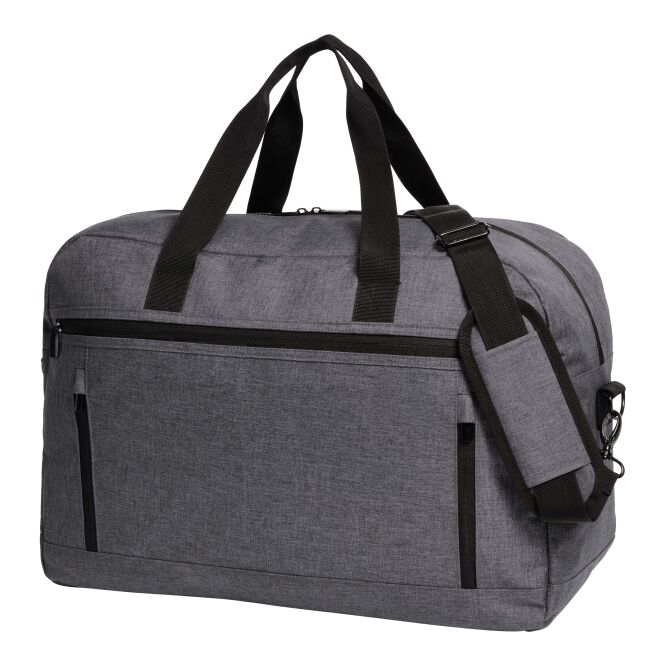Werbeartikel Reisetasche Fashion mit Logodruck – blau-grau – geräumige Sporttasche für Unternehmen
