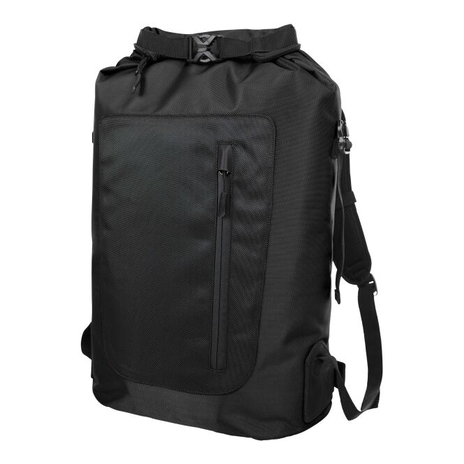 Mitarbeitergeschenk Rucksack STORM mit Logostick – gepolstertes Rückenfach – Schwarz – strapazierfähiger Begleiter für das Büro und Business