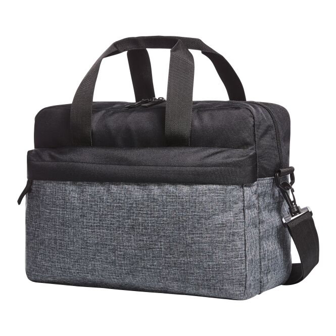 Werbeartikel Halfar Umhängetasche Elegance mit Logodruck – Schwarz-grau – geräumige Kuriertasche für Business und Messen
